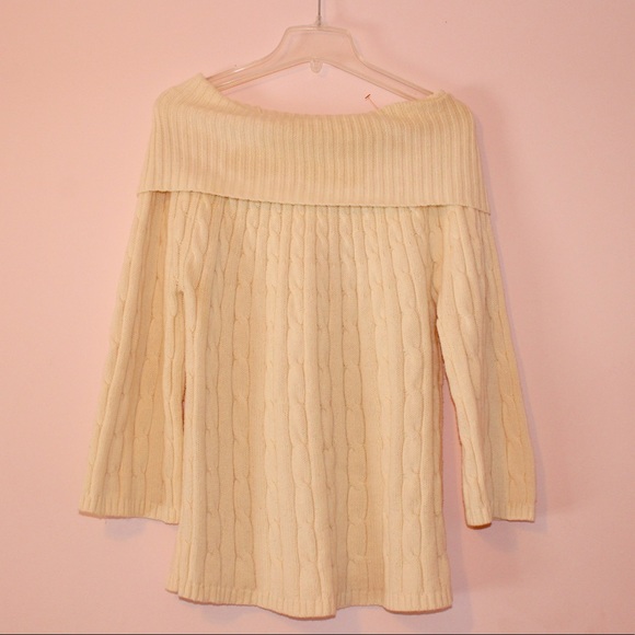 Croft & Barrow Womens Cream/White Sweater - Picture 3 of 5